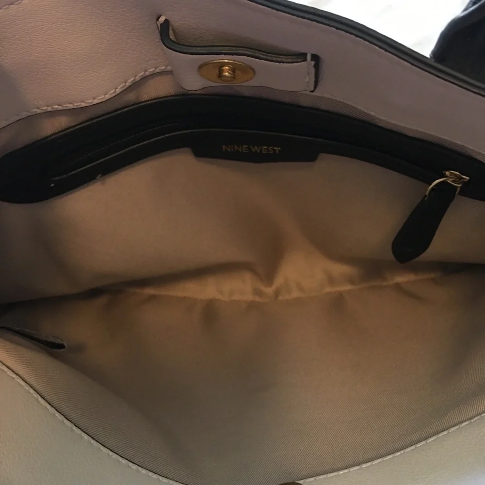 Nine West Pink and Black Satchel with Structured Design